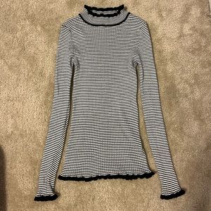 Derek Heart Girls Size L Black and White Striped Long Sleeve Dress Ruffles